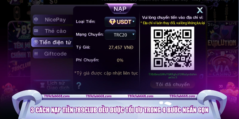 3 cách nạp tiền 789CLUB đều được tối ưu trong 4 bước ngắn gọn