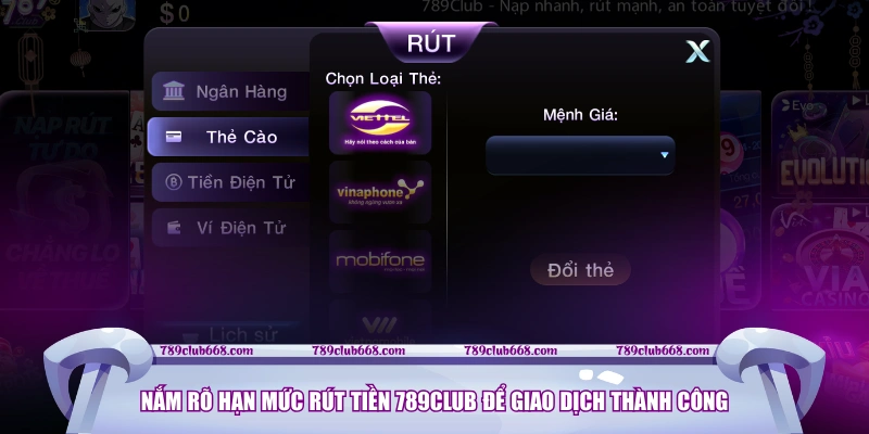 Nắm rõ hạn mức rút tiền 789CLUB để giao dịch thành công